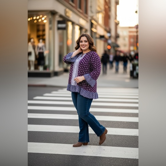 Lucky Brand Tops - Lucky Brand Violet and Navy Blouse